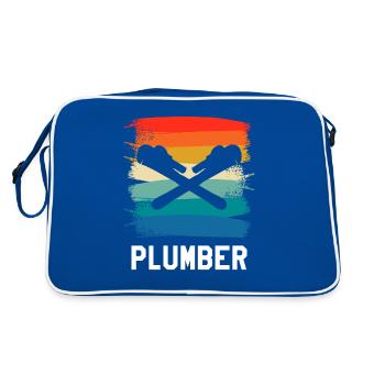 Retro Vintage Classic Plumber Plumbing - Retro Bag - blue/white - Back