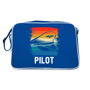Retro Vintage Classic Pilot Aviation - Retro Tasche - Blau/Weiß - Hinten