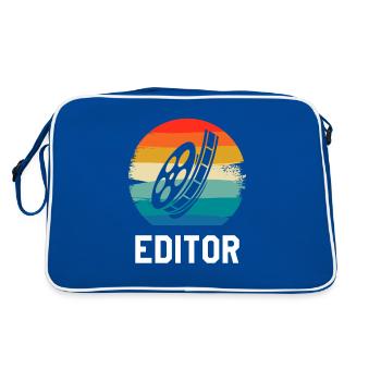 Retro Vintage Classic Editor Editing - Retro Tasche - Blau/Weiß - Hinten