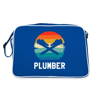 Retro Vintage Classic Plumber Plumbing - Retro Bag - blue/white - Back