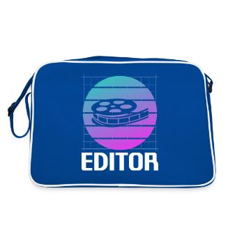 Retro Vintage Classic Editor Editing - Retro Tasche - Blau/Weiß - Hinten
