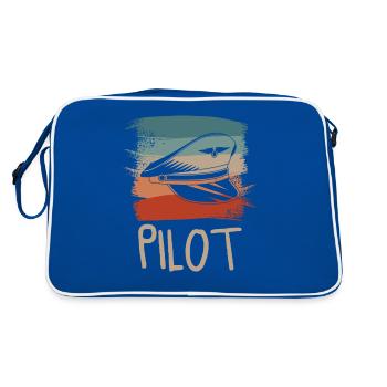 Retro Vintage Classic Pilot Aviation - Retro Tasche - Blau/Weiß - Hinten