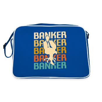 Retro Vintage Classic Banker Banking - Retro Tasche - Blau/Weiß - Hinten