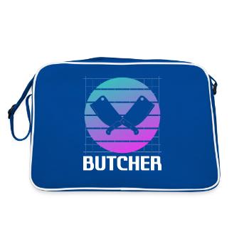 Retro Vintage Classic Butcher Meat Butchery - Retro Tasche - Blau/Weiß - Hinten