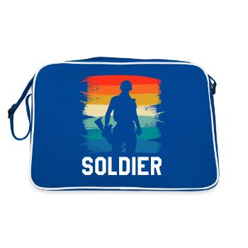 Retro Vintage Soldier Army Military - Retro Tasche - Blau/Weiß - Hinten