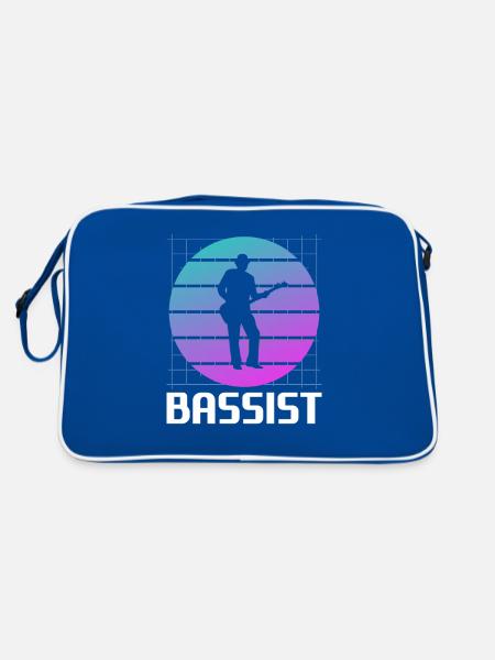Retro Vintage Classic Bassist Bass Guitar - Retro Tasche - Blau/Weiß - Hinten