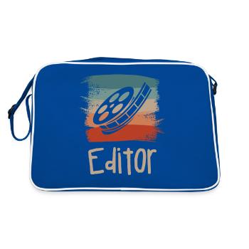 Retro Vintage Classic Editor Editing - Retro Tasche - Blau/Weiß - Hinten