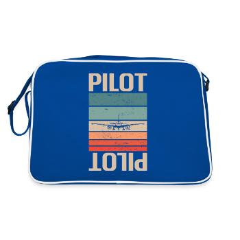 Retro Vintage Classic Pilot Aviation - Retro Tasche - Blau/Weiß - Hinten