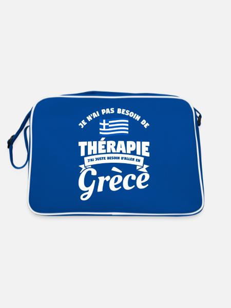 J'ai Juste Besoin D'aller En Grèce Vacances - Retro Tasche - Blau/Weiß - Hinten