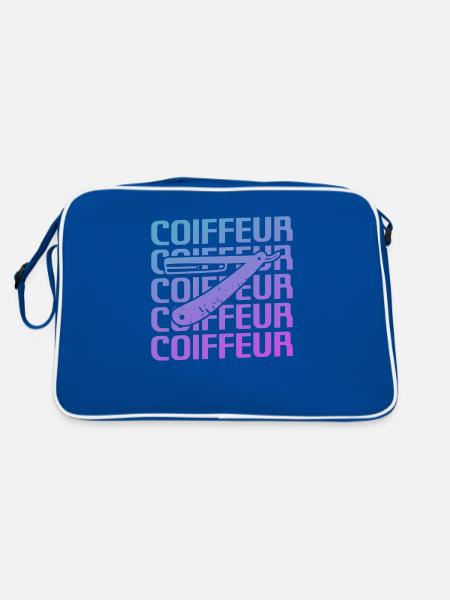 Retro Coiffure Barbier Coiffeuse - Retro Tasche - Blau/Weiß - Hinten