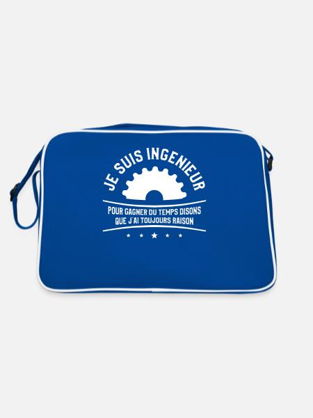 Je Suis Ingenieur Pour Gagner Du Temps Disons Que - Retro Tasche - Blau/Weiß - Hinten