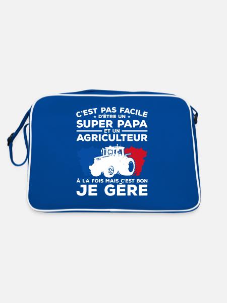 C'est Pas Facile D'Être Un Super Papa Et Un - Sac Retro - bleu/blanc - Dos