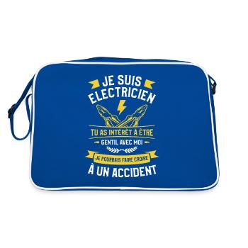 Je Suis Electricien Tu As Intérêt À Être Gentil - Sac Retro - bleu/blanc - Dos