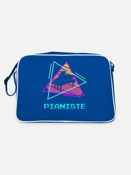 Retro Pianiste Instrument Piano - Sac Retro - bleu/blanc - Dos