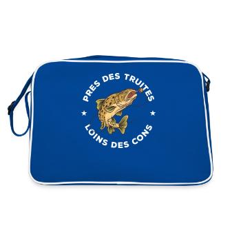 Pres Des Truites Loins Des Cons Pêcheur Truite - Sac Retro - bleu/blanc - Dos