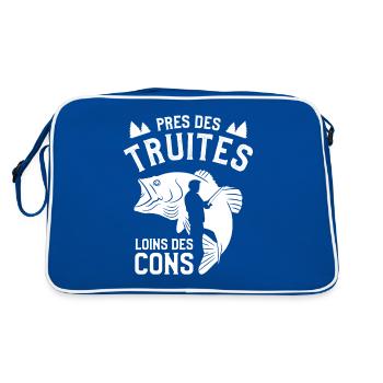 Pres Des Truites Loins Des Cons Pêcheur Truite - Sac Retro - bleu/blanc - Dos