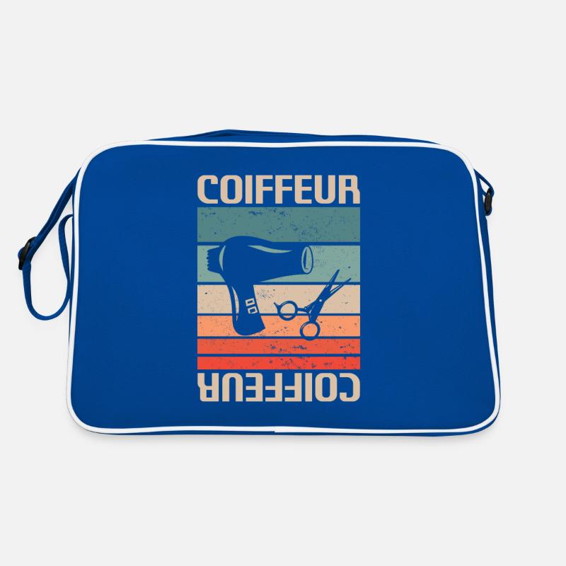 Vintage Retro Coiffeur Coiffure - Sac Retro - bleu/blanc