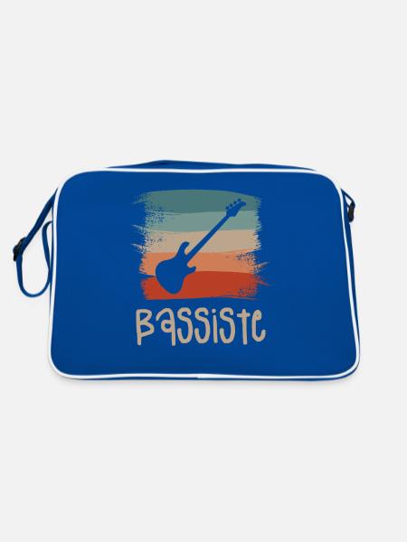 Vintage Retro Bassiste Guitare Basse - Sac Retro - bleu/blanc