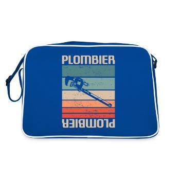 Vintage Retro Plombier Plomberie - Sac Retro - bleu/blanc - Dos