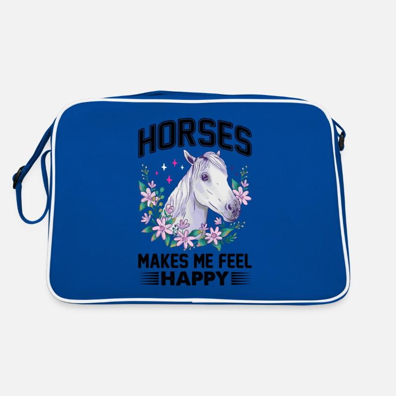 Les chevaux me rendent heureux Fleur Blanche Sac Retro