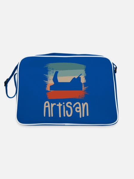 Vintage Retro Artisan Artisanat Travail Du Bois - Sac Retro - bleu/blanc - Dos