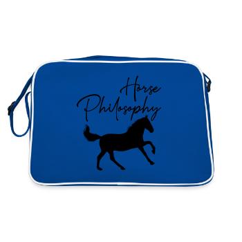 Horse Philosophy Riding Animal Western Style Black - Retro Bag - blue/white - Back