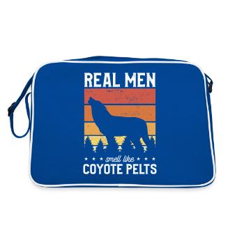 Echte Männer riechen wie Kojote Haustiere Jäger Kojoten - Retro Tasche - Blau/Weiß - Hinten