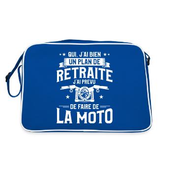 Un Plan De Retraite J'ai PRevu De Faire De La Moto - Sac Retro - bleu/blanc - Dos