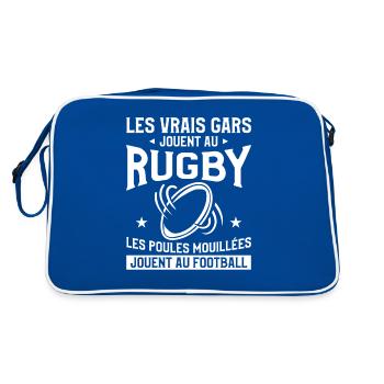 Les Vrais Gars Jouent Au Rugby Rugbyman - Sac Retro - bleu/blanc - Dos