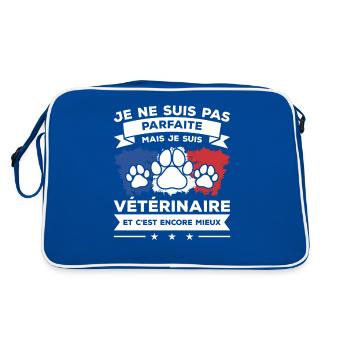 Je Ne Suis Pas Parfaite Mais Je Suis Vétérinaire - Sac Retro - bleu/blanc - Dos