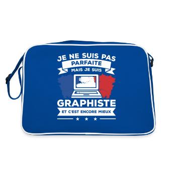 Je Ne Suis Pas Parfaite Mais Je Suis Graphiste - Sac Retro - bleu/blanc - Dos