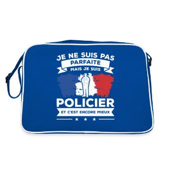 Je Ne Suis Pas Parfaite Mais Je Suis Policier - Sac Retro - bleu/blanc - Dos