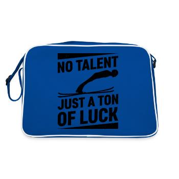 Kein Talent, Nur Eine Menge Glück Skispringen - Retro Tasche - Blau/Weiß - Hinten