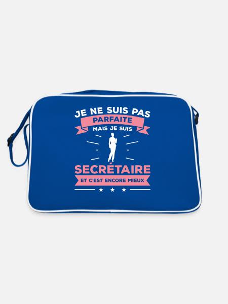 Je Ne Suis Pas Parfaite Mais Je Suis Secrétaire - Sac Retro - bleu/blanc - Dos