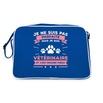 Je Ne Suis Pas Parfaite Mais Je Suis Vétérinaire - Sac Retro - bleu/blanc - Dos