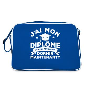 J'ai Mon Diplôme Je Peux Retourner Dormir - Sac Retro - bleu/blanc - Dos
