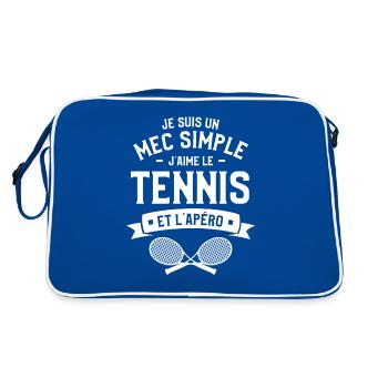 Je Suis Un Mec Simple J'aime Le Tennis Et L'Apéro - Sac Retro - bleu/blanc - Dos