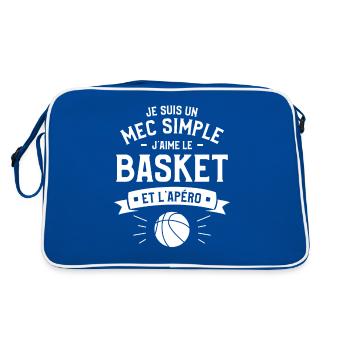Je Suis Un Mec Simple J'aime Le Basket Et L'apéro - Sac Retro - bleu/blanc - Dos