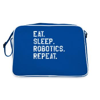 Eat Sleep Robotics Repeat Robot Science - Retro Bag - blue/white - Back