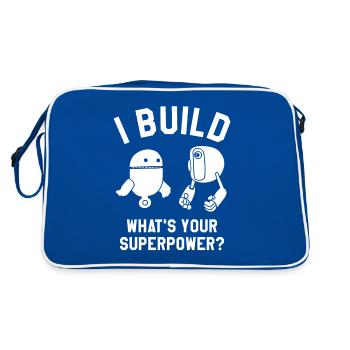 I Build Robots What's Your Superpower Robotics - Retro Bag - blue/white - Back