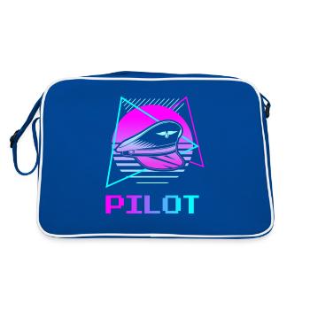 Retro Pilot Aviation Piloten - Retro Tasche - Blau/Weiß - Hinten