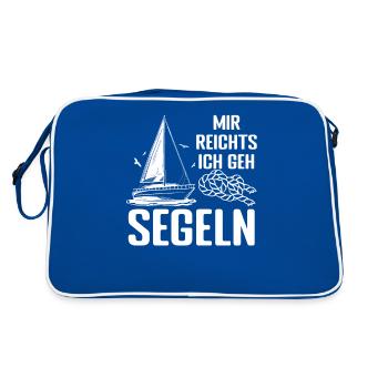 Mir Reicht's Ich Geh Segeln Segler Segelschein - Retro Tasche - Blau/Weiß - Hinten