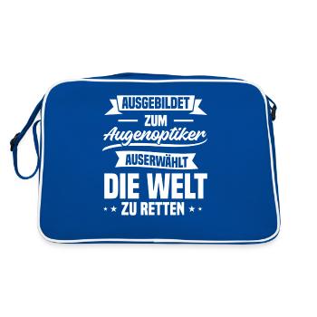 Ausgebildet Zum Augenoptiker Augenarzt Optometrist - Retro Tasche - Blau/Weiß - Hinten