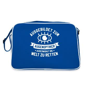 Ausgebildet Zum Augenoptiker Augenarzt Optometrist - Retro Tasche - Blau/Weiß - Hinten