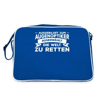 Ausgebildet Zum Augenoptiker Augenarzt Optometrist - Retro Tasche - Blau/Weiß - Hinten