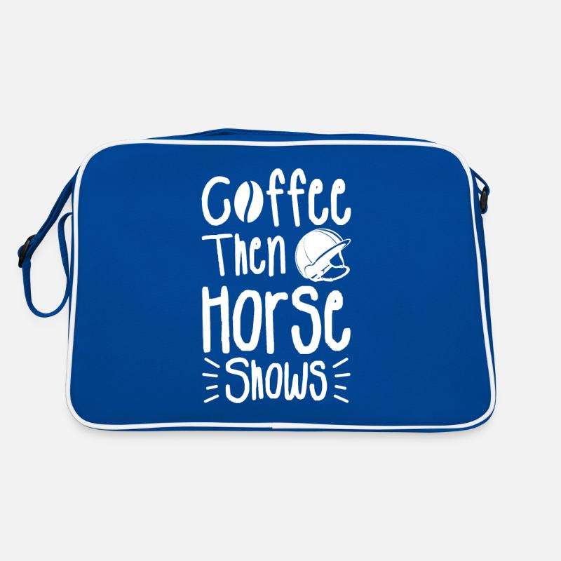 Kaffee dann Pferdeshows Reiten Retro Tasche