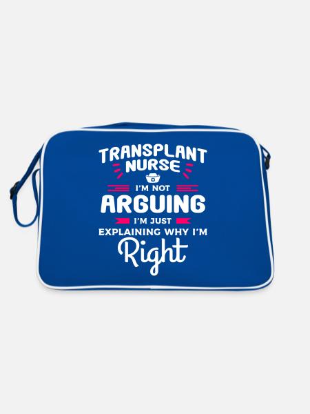 Transplantationsschwester Ich argumentiere nicht, ich bin nur - Retro Tasche - Blau/Weiß - Hinten