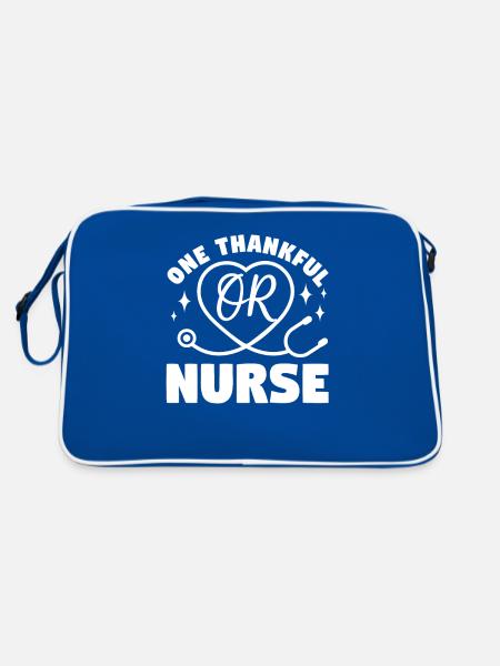 Eine dankbare OP-Schwester RN OP-Krankenschwestern Krankenschwestern im Operationssaal - Retro Tasche - Blau/Weiß - Hinten