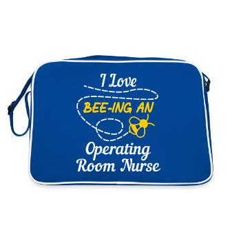 Ich liebe Bienen Eine OP-Krankenschwester ODER Krankenschwestern - Retro Tasche - Blau/Weiß - Hinten