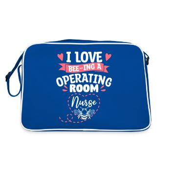 Ich liebe Bienen Eine OP-Krankenschwester ODER Krankenschwestern - Retro Tasche - Blau/Weiß - Hinten